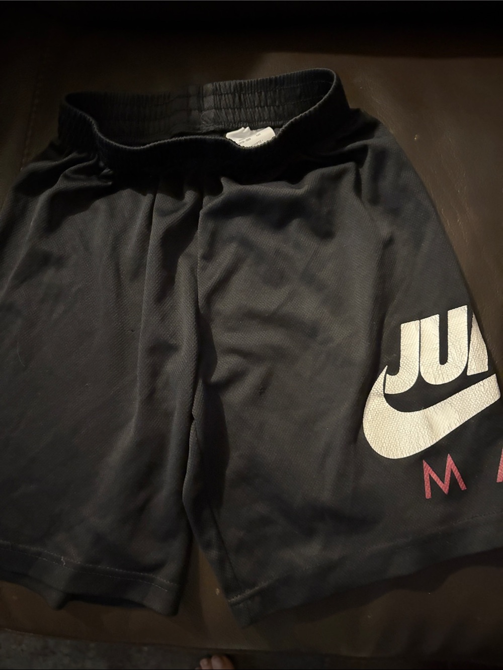 Nike Boys Black Athletic Shorts with White Swoosh